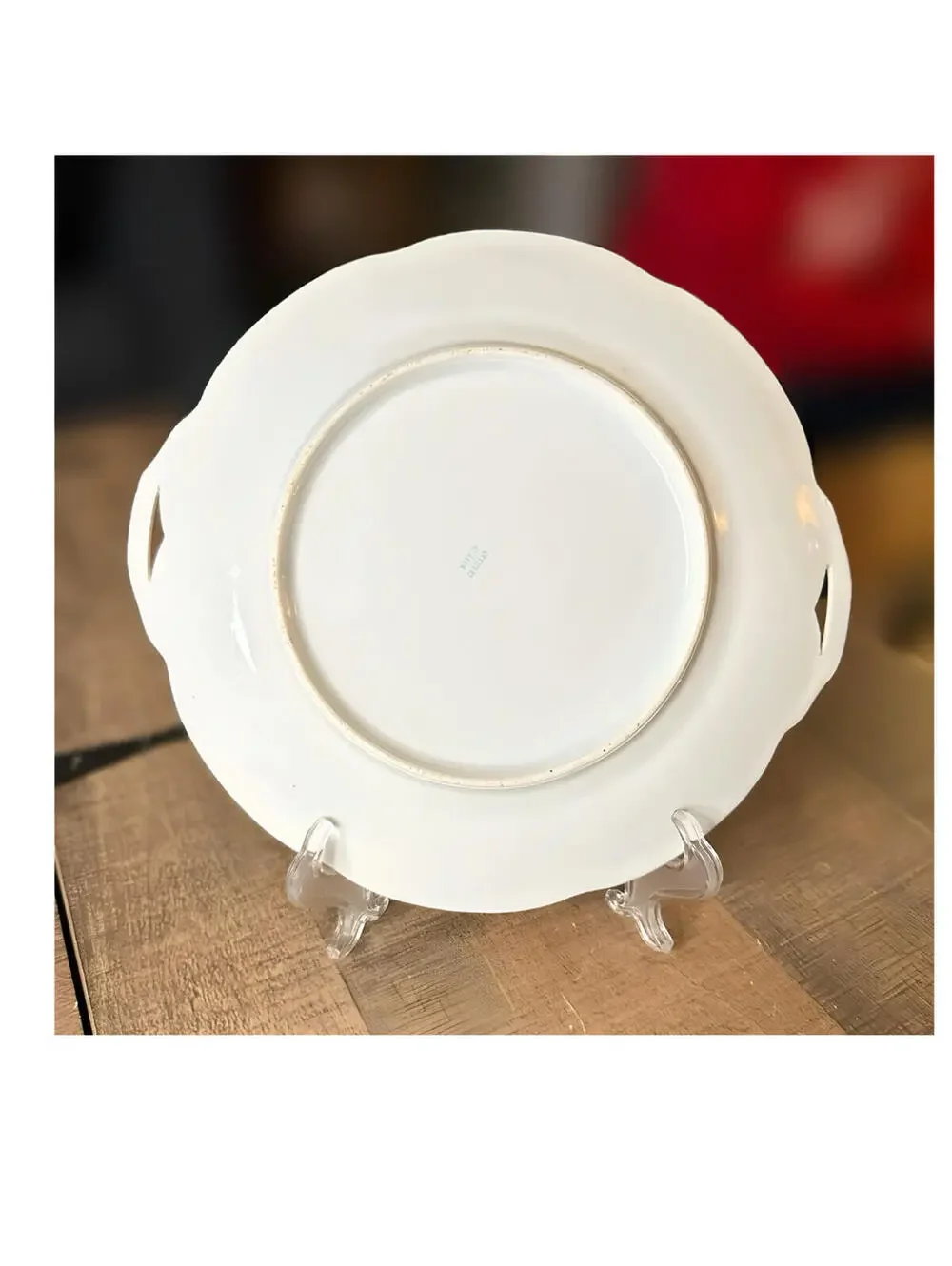 Vintage Floral Ceramic Cake Plate with Handles - 10.5 Inch